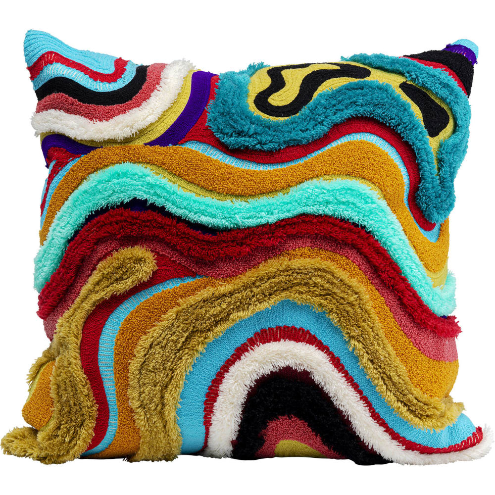 Coussin vagues multicolores - laine