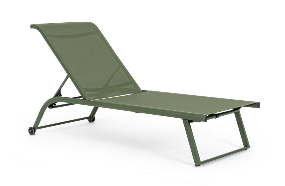 Lettino con ruote in alluminio verde - Alluminio