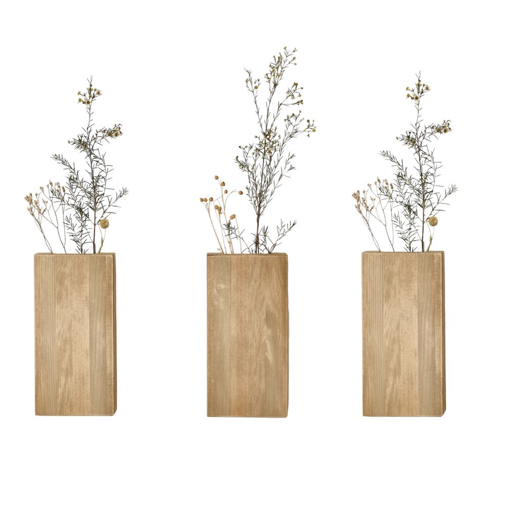 Vase mural en bois lot de 3