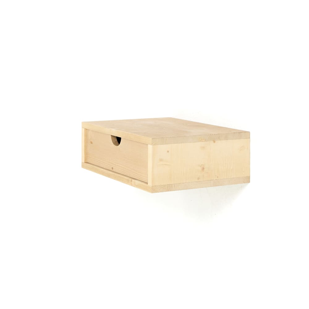 Table de chevet murale en bois massif beige