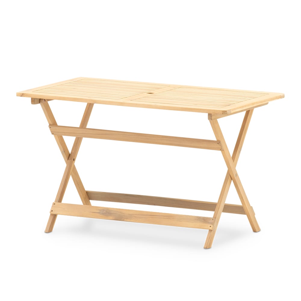 Mesa de comedor plegable de jardín 120x70 cm madera color claro