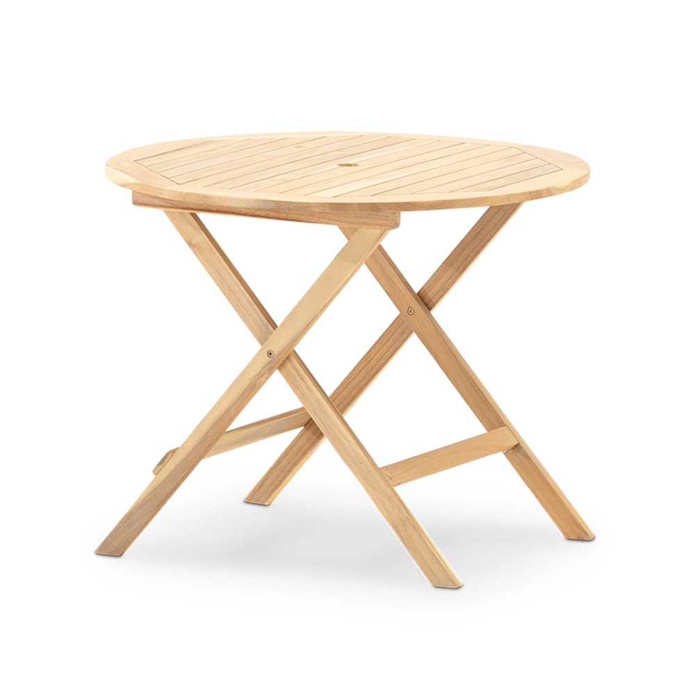Mesa de comedor plegable de jardín redonda 90cm madera color claro