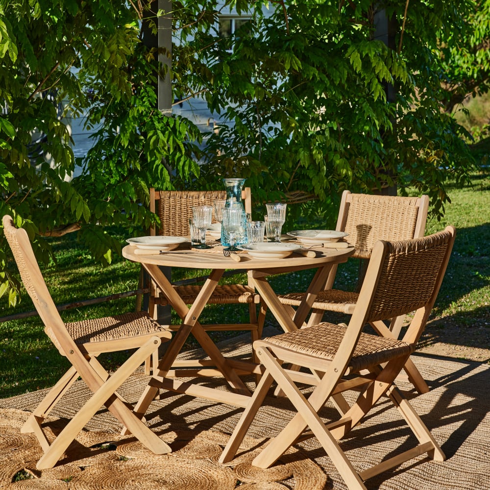 Table à manger de jardin ronde pliante 90cm en bois