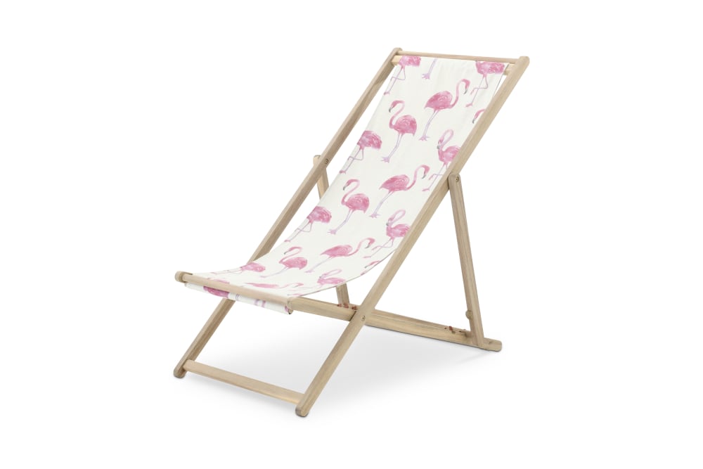 Hamac tissu de jardin flamants roses pliant bois couleur claire - Maisons du Monde