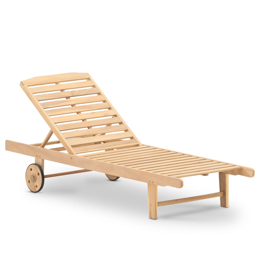 Transat hamac jardin bois avec roues couleur claire