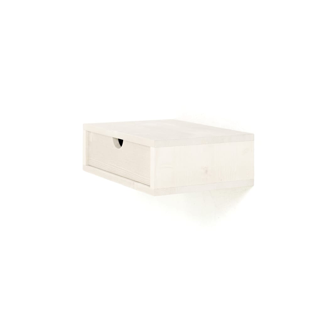 Table de chevet murale en bois massif blanc