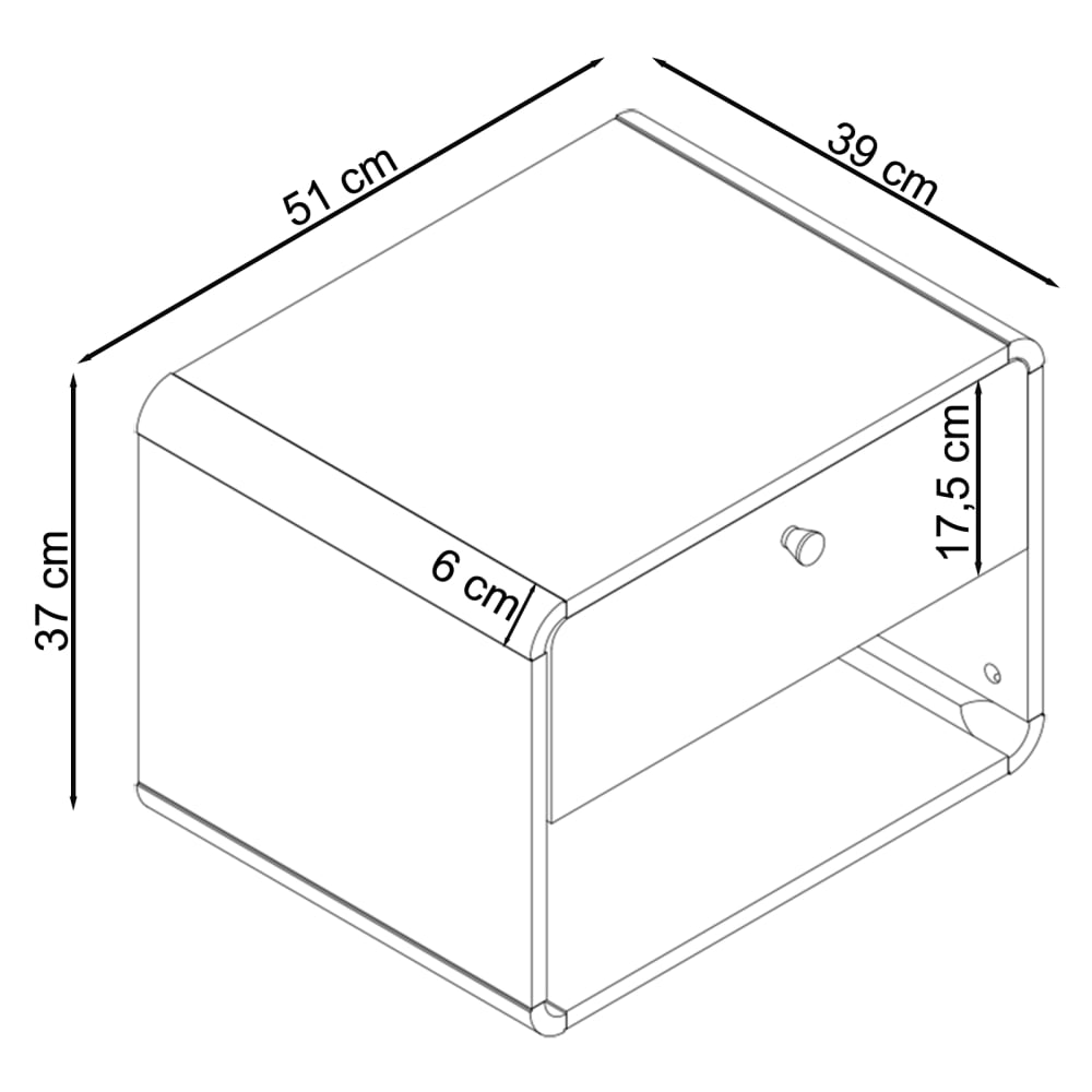 Comodino con 1 cassetto effetto legno rovere bianco - Loft24