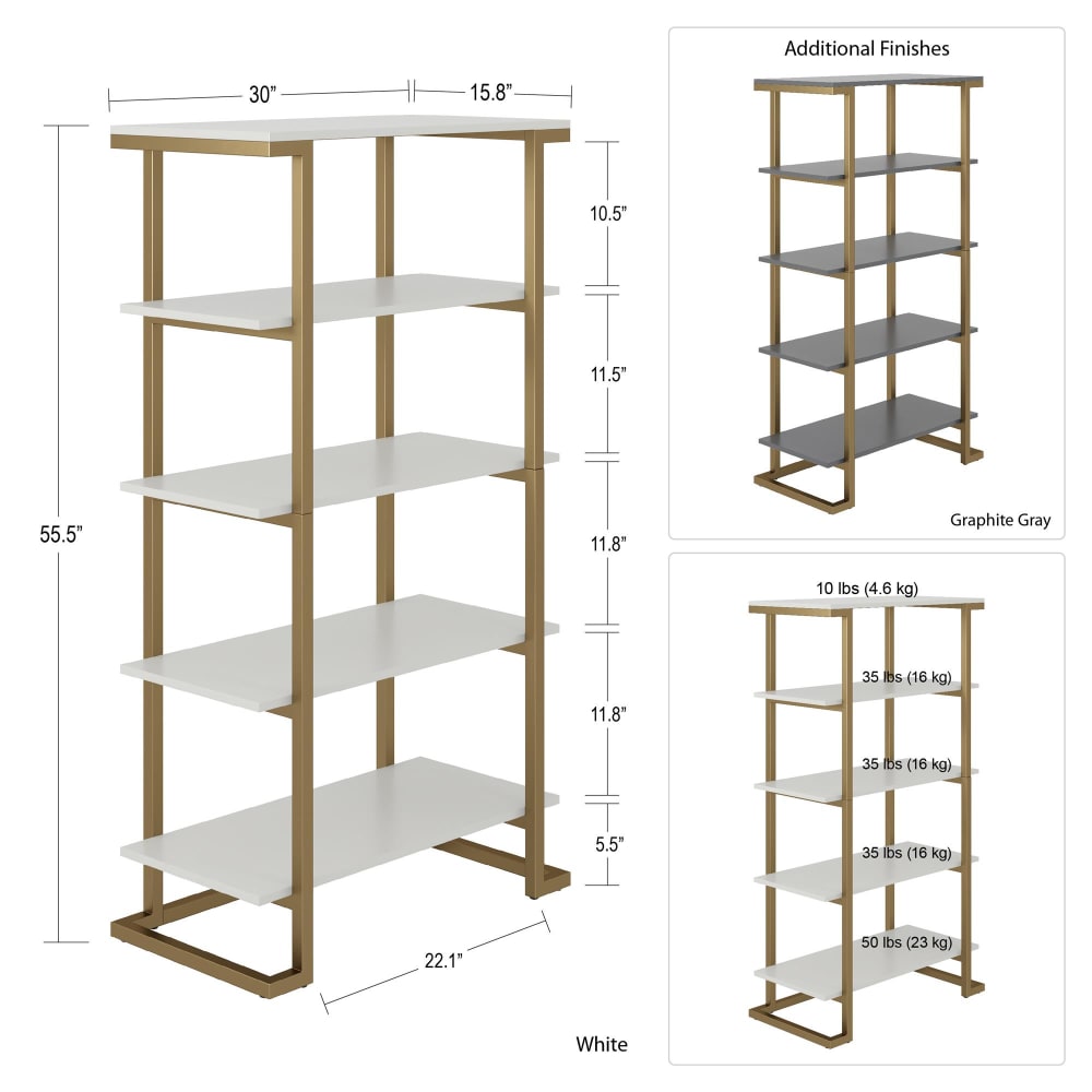 Libreria con 5 ripiani in mdf grigio grafite - Dorel Home