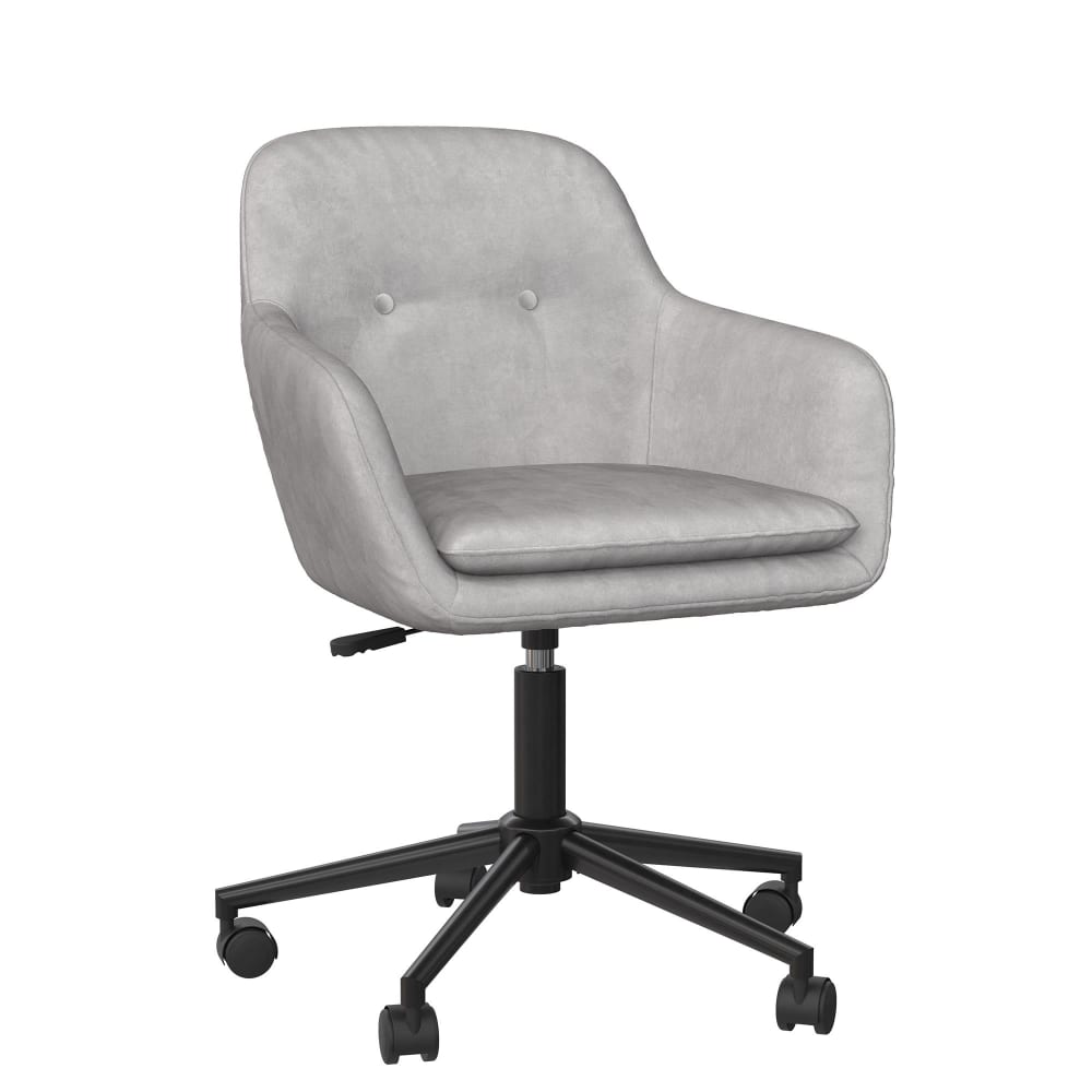 LOFT24 Moderner Bürostuhl aus der Mitte des Jahrhunderts, gepolstert mit einem eleganten Samtstoff. Die perfekte Ergänzung für Ihr Heimbüro. Grau