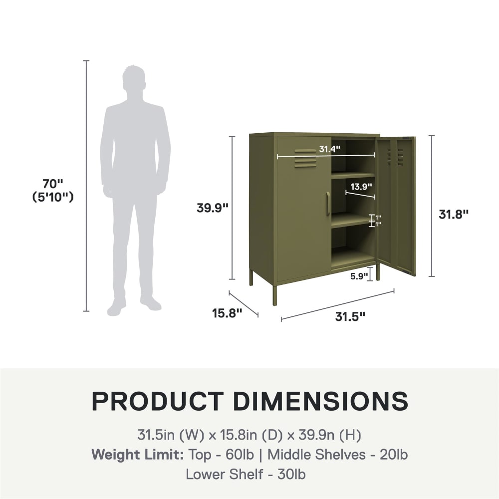 Armoire avec 1 porte en vert olive
