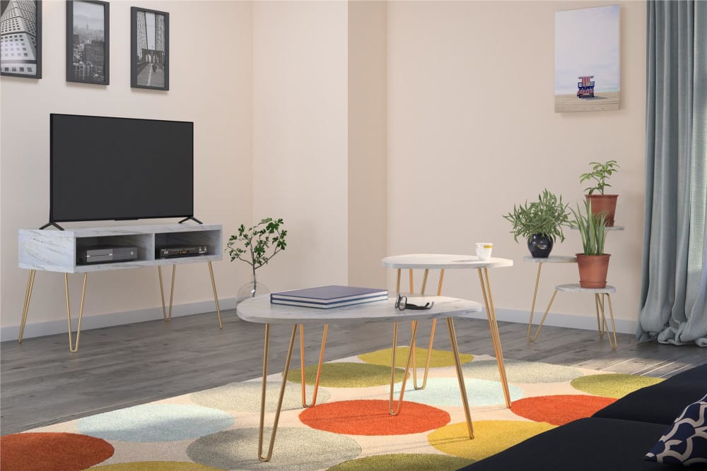 Tables gigognes en effet marbre blanc - Maisons du Monde