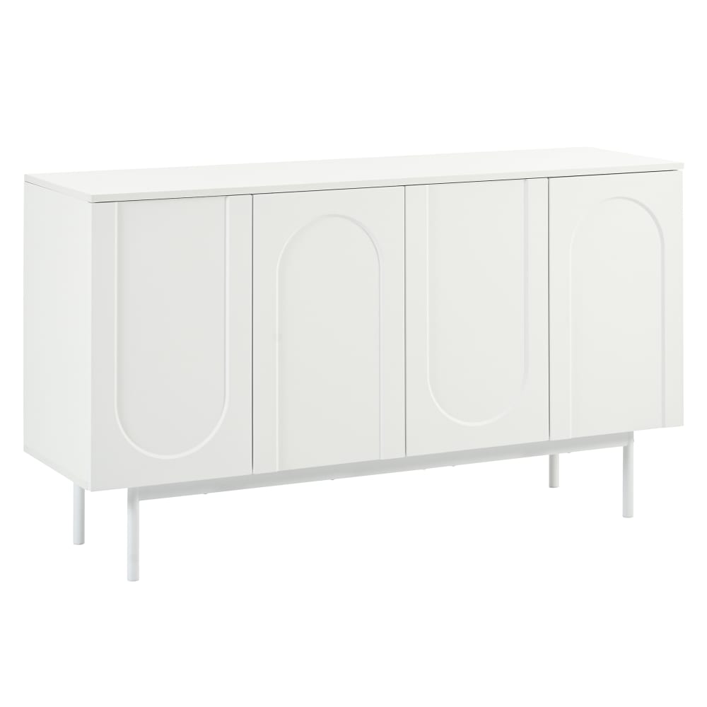 Urban Meuble Weißer Badezimmer-Waschtisch mit geschnitzten Türen style classic chic Weiß Spanplatte