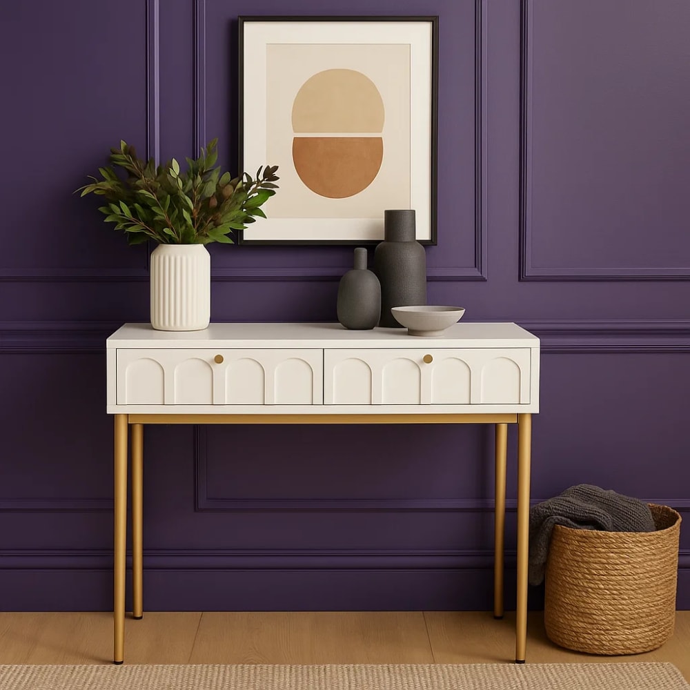 Mobile contenitore bianco e oro con eleganti cassetti - Urban