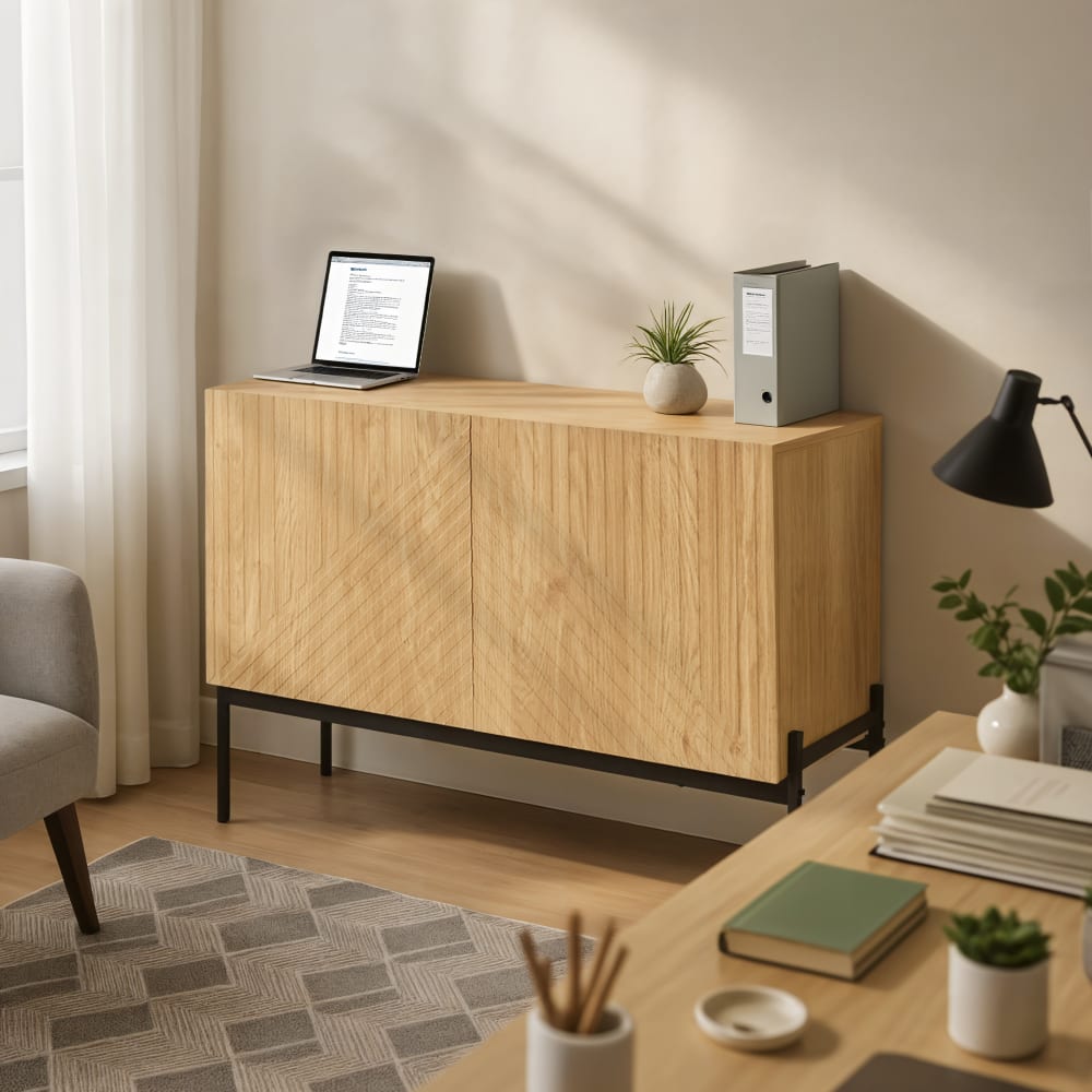 Armario de almacenamiento de oficina de madera con puertas - Maisons du Monde