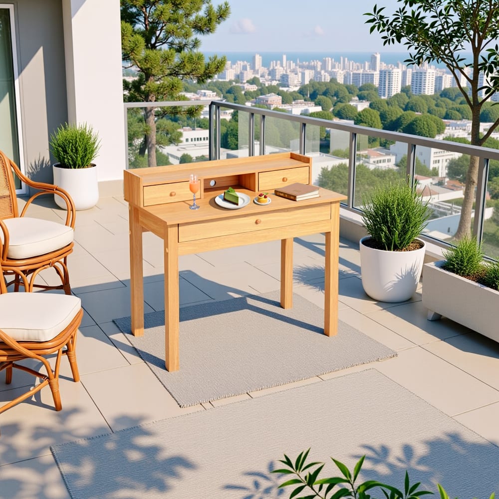 Tavolo da esterno in legno chiaro con cassetti - Urban Meuble