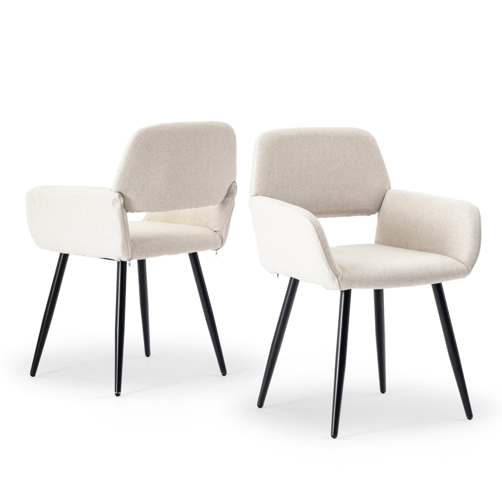 Set aus 2 Skandinavischen Stoffstühlen, Beige - Maisons Du Monde