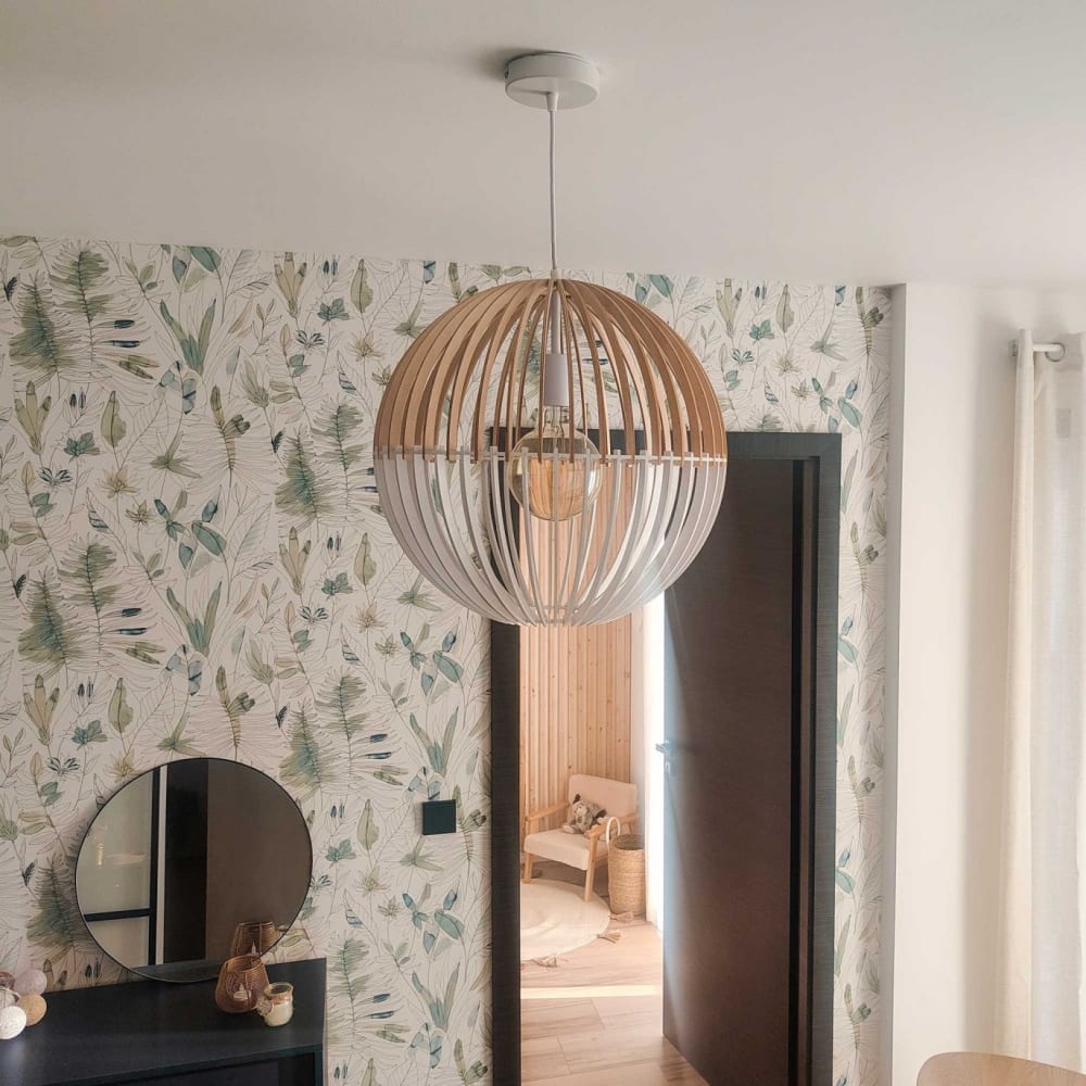 Suspension grand modèle en lamelles de bois naturel et — vue 4