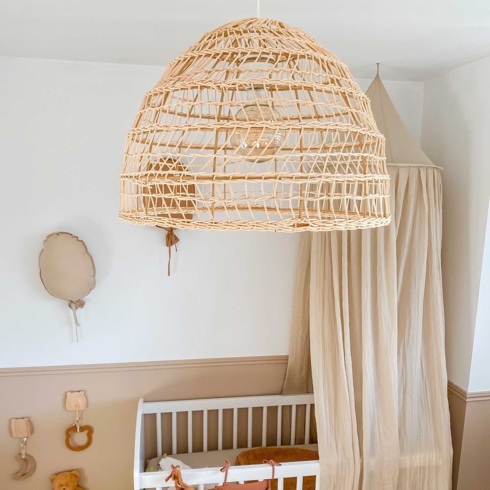 Suspension en rotin tressé naturel et métal marron — vue 3