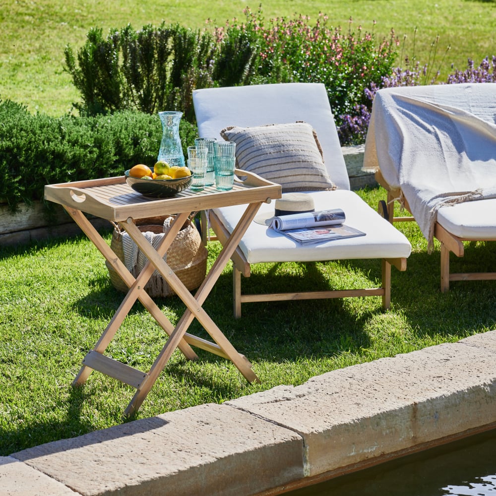 Plateau amovible / serveuse avec pieds en bois clair - Maisons du Monde