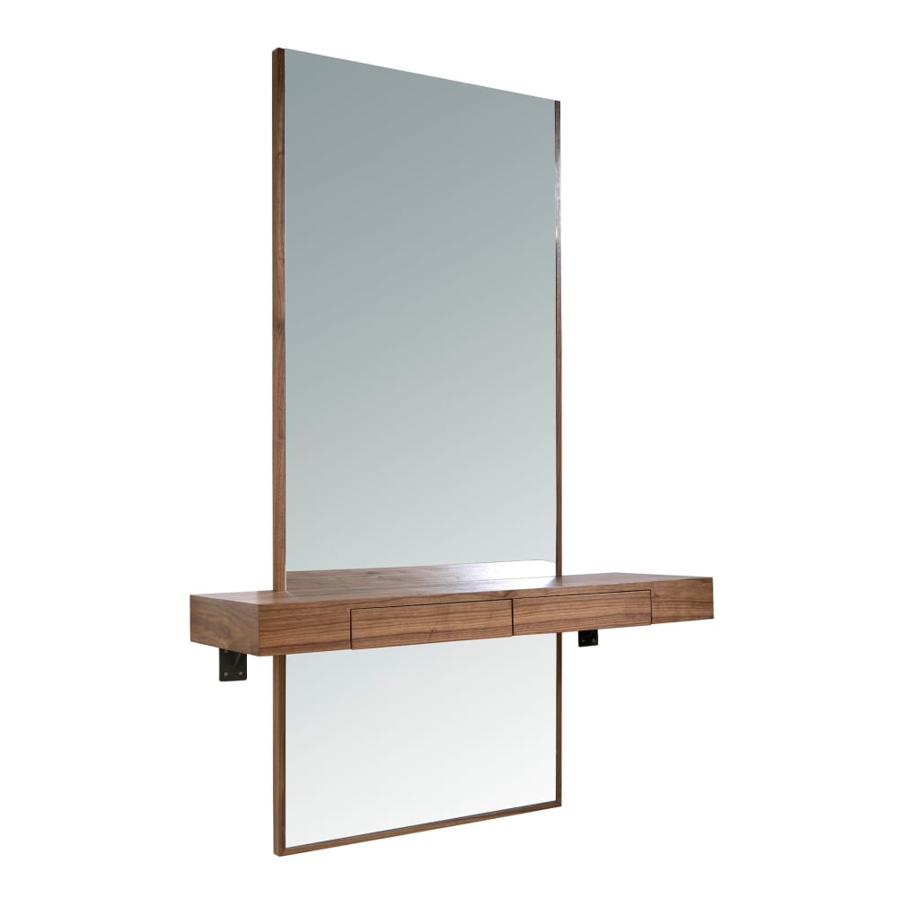 Specchio da parete rettangolare noce - Modello Contemporaneo - Marrone - LEGNO