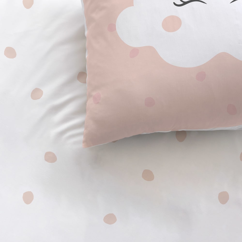 Parure de lit imprimée en coton rose 140x200+63x63cm - Maisons du Monde