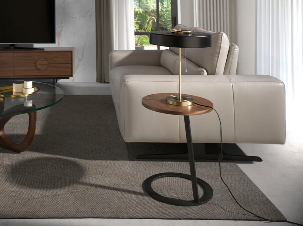 Mesita rincón madera nogal y acero negro - Maisons du Monde