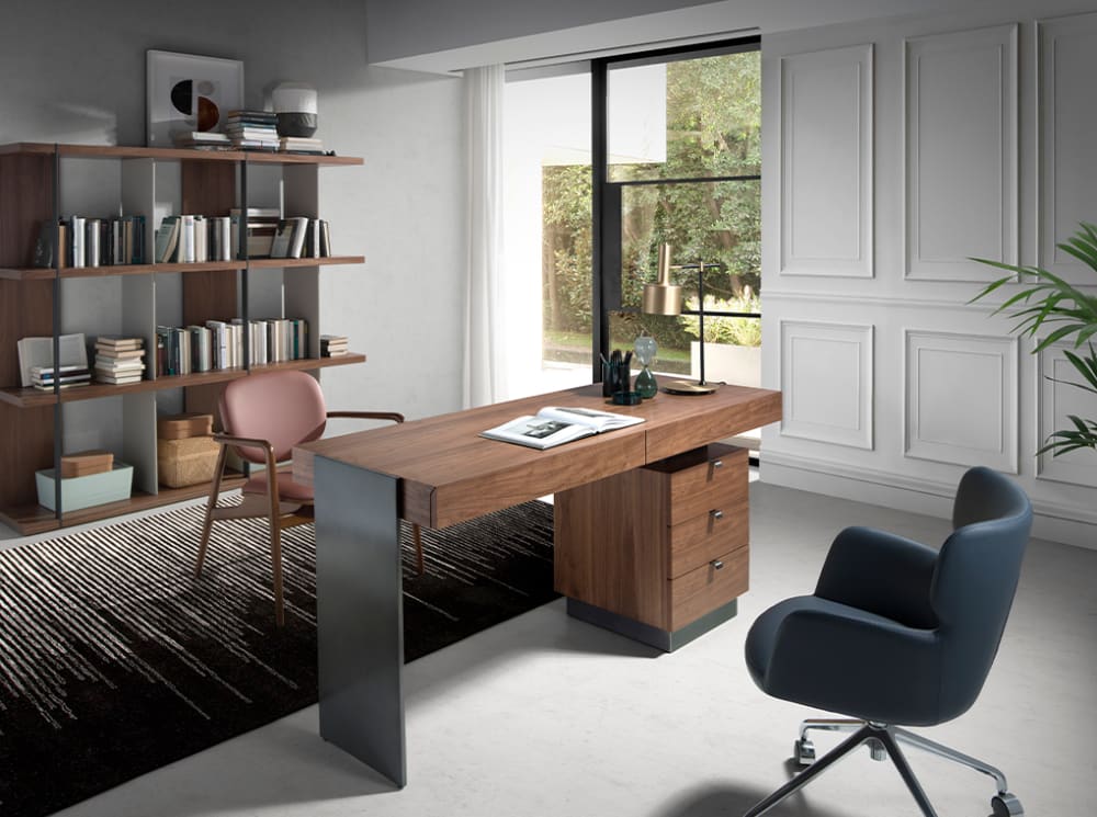 Escritorio oficina de madera nogal y acero - Maisons du Monde