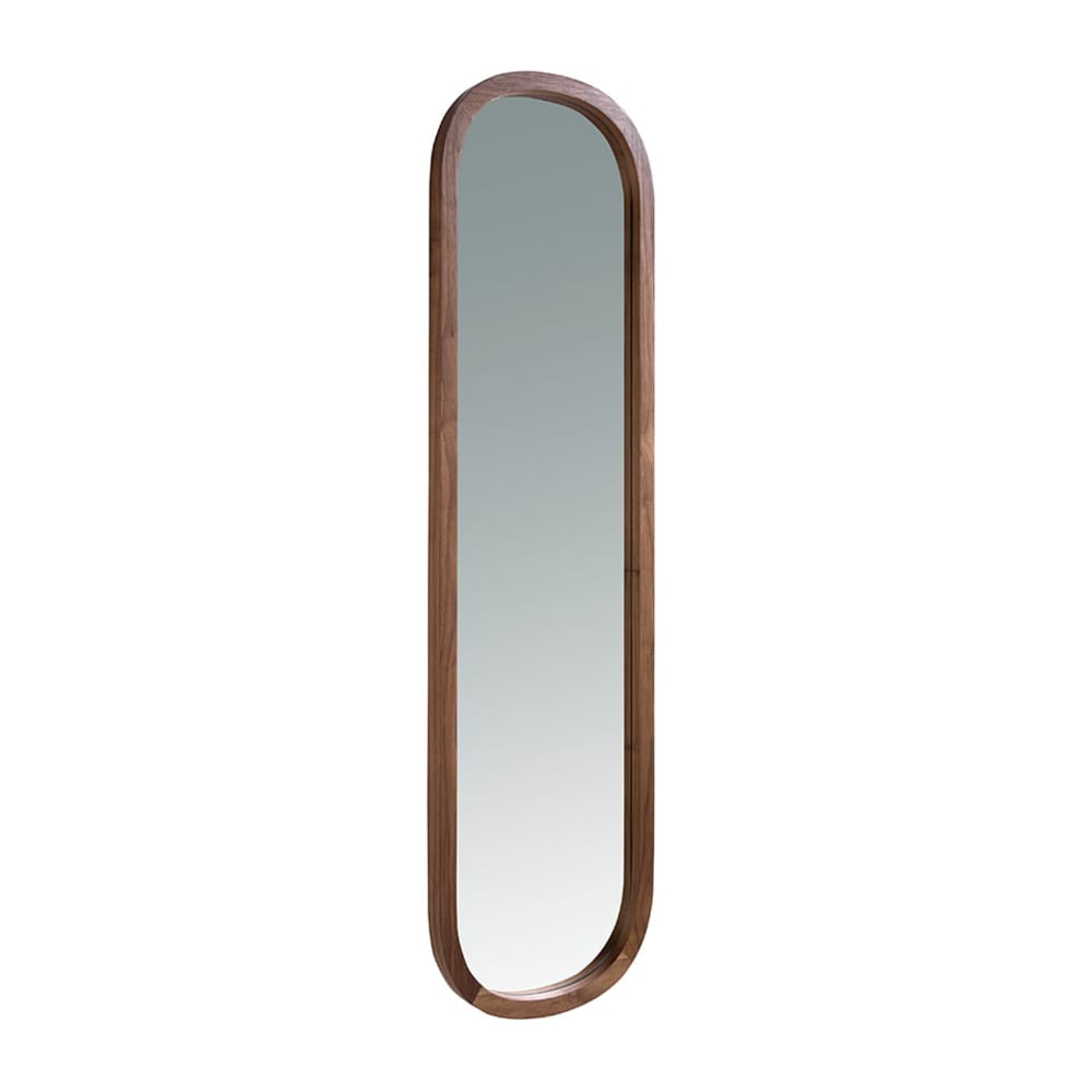 Miroir sur pied avec cadre effet bois noyer