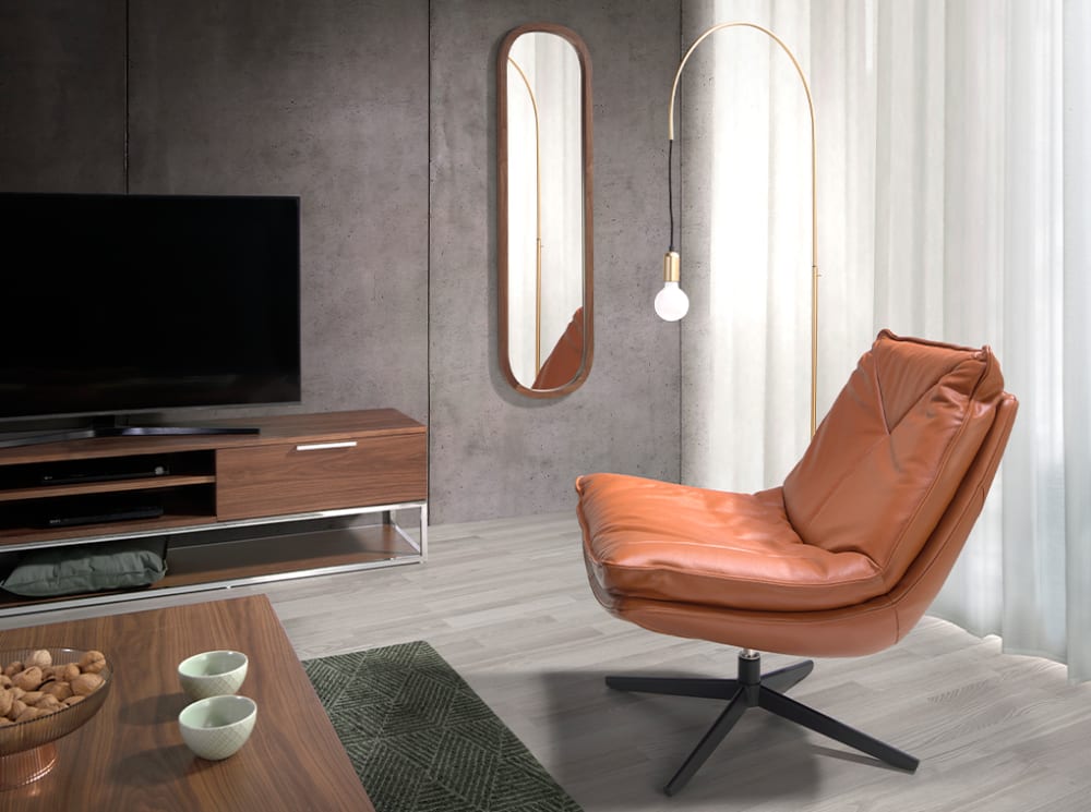 Miroir mural ovale noyer