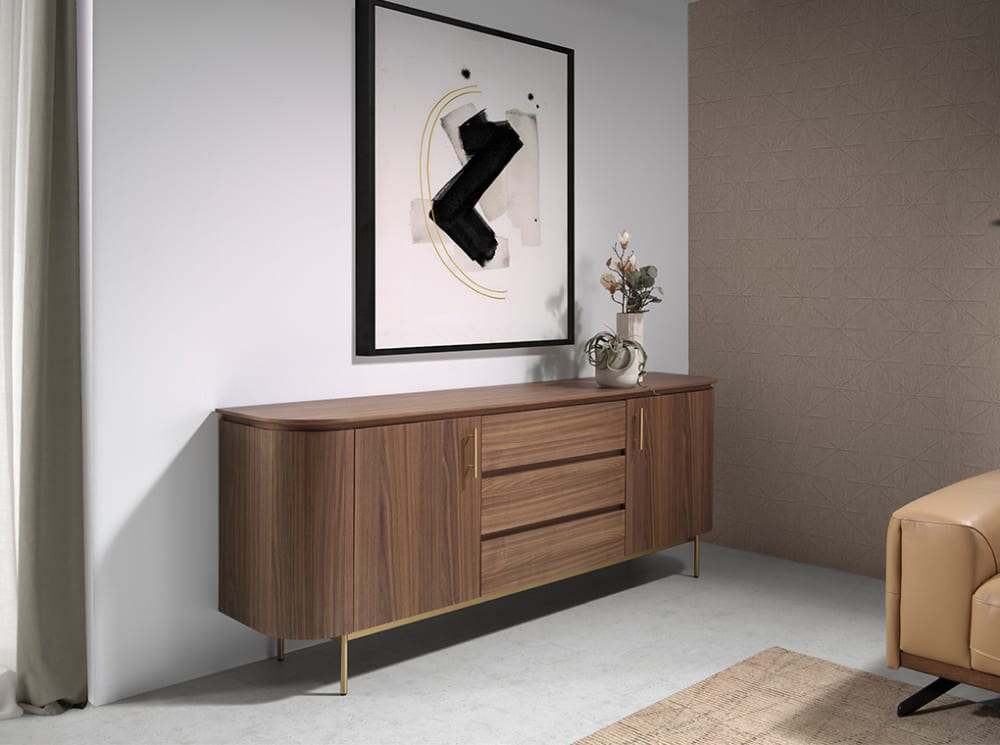 Sideboard aus Walnuss und goldenem Stahl - Maisons Du Monde