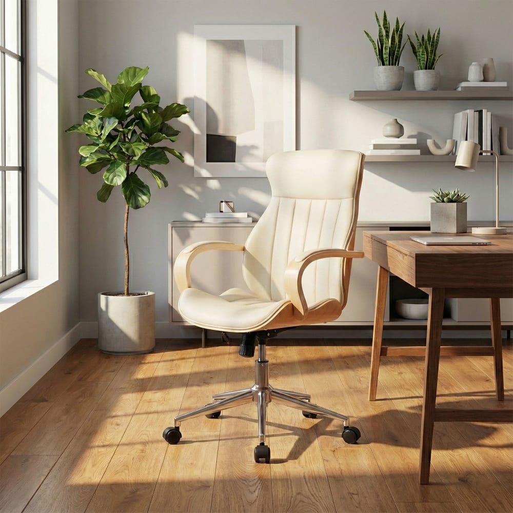 CLP Bürostuhl höhenvestellbar aus Kunstleder natura/creme style modern Beige Pvc - Polyvinlychlorid