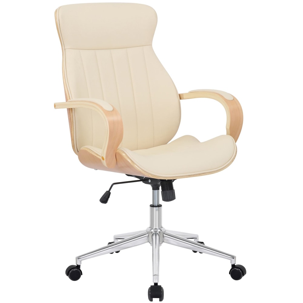 Sedia da ufficio regolabile in finta pelle colore natura/crema -