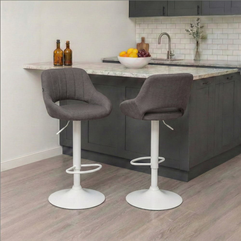 Tabouret de bar en tissu ajustable pivotant stoff gris foncé