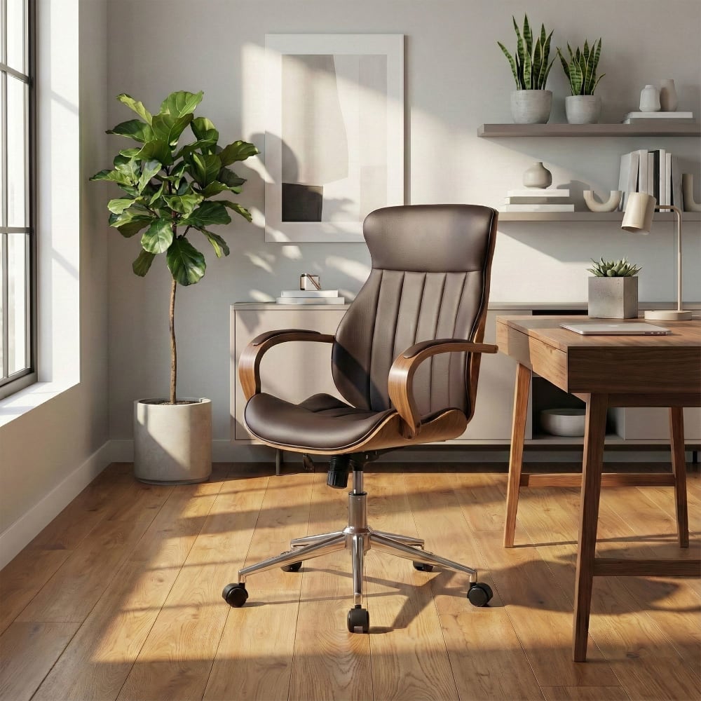 CLP Bürostuhl höhenvestellbar aus Kunstleder walnuss/braun style modern - Pvc - Polyvinlychlorid