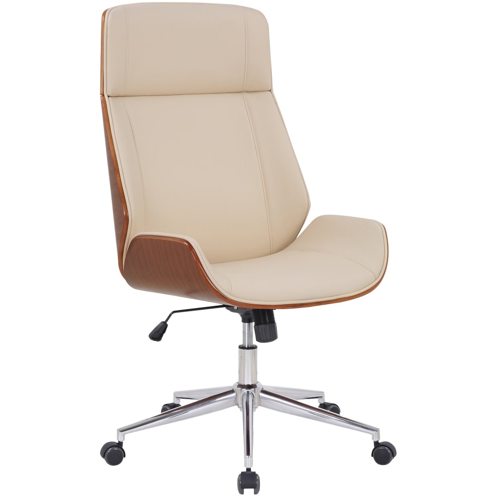 Silla de oficina giratoria regulable en simil cuero nogal/crema - Maisons du Monde
