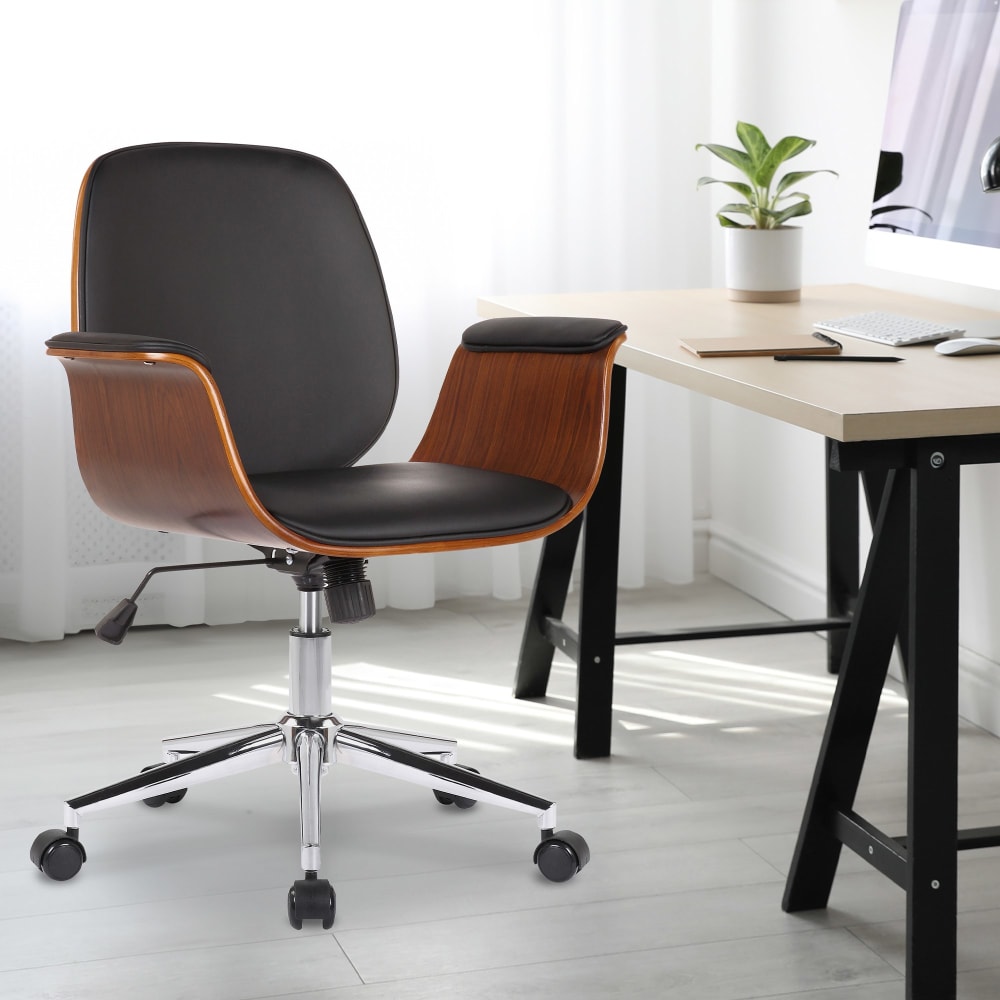 Silla de oficina giratoria regulable en madera nogal/negro