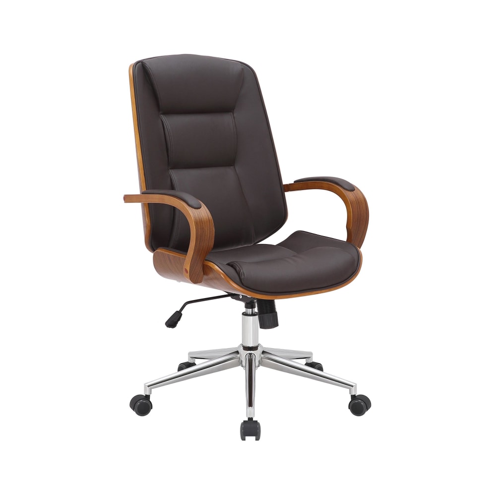 Silla de oficina giratoria regulable en Simil cuero Nogal/marrón