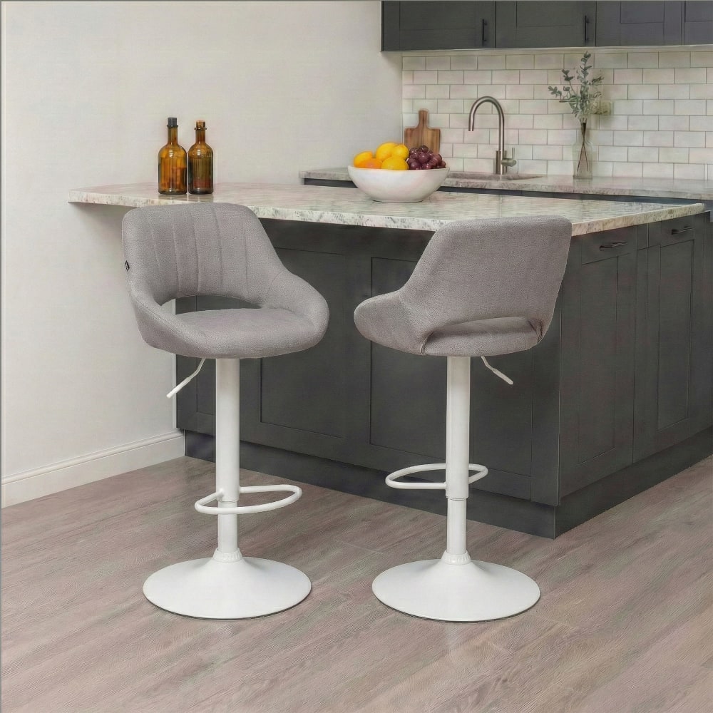 CLP Barhocker Stoff höhenverstellbar drehbar Stoff grau style modern - Stoff