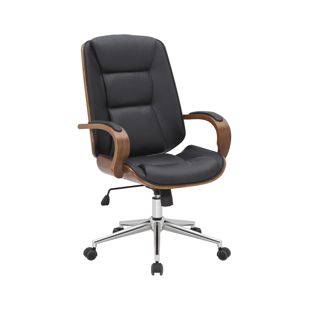 Silla de oficina giratoria regulable en Simil cuero Nogal/negro