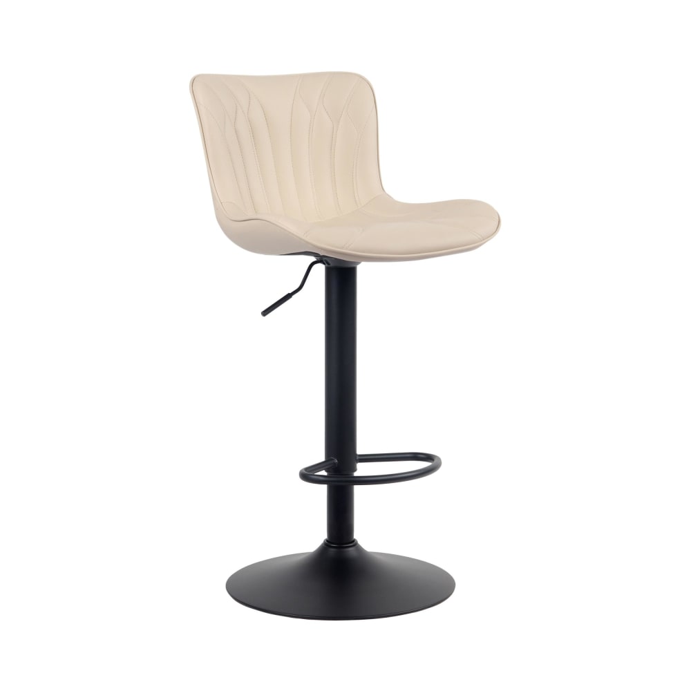 Taburete de bar regulable y giratorio en Simil cuero Crema