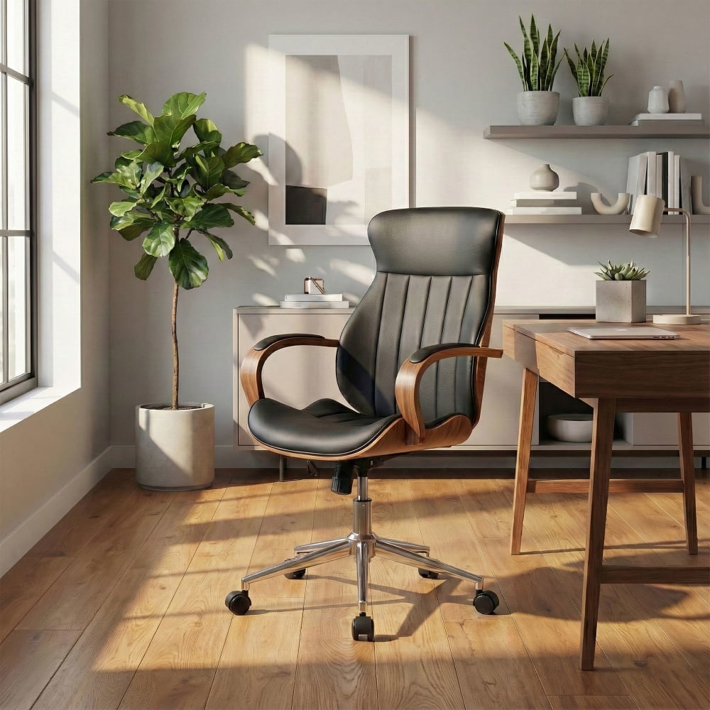 CLP Bürostuhl höhenvestellbar aus Kunstleder walnuss/schwarz style modern Braun Pvc - Polyvinlychlorid