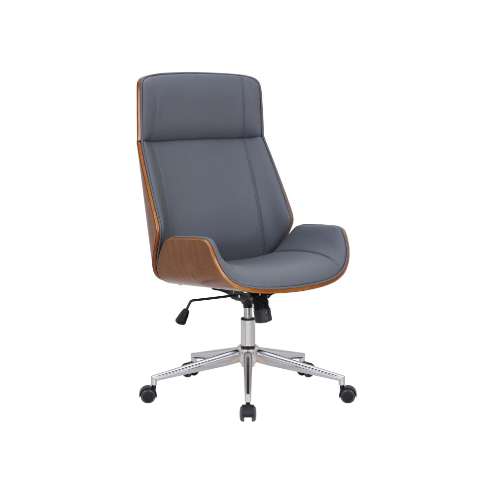 Chaise de bureau réglable en pvc und synthetik Noyer / Gris