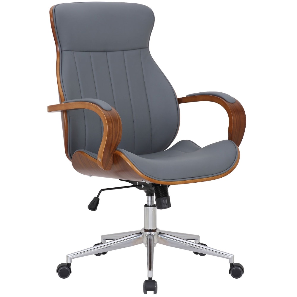 Silla de oficina giratoria regulable en simil cuero nogal/gris - Maisons du Monde