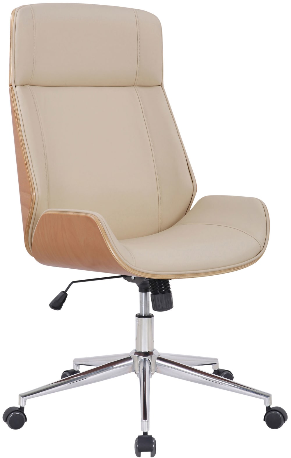 Silla de oficina giratoria regulable en simil cuero natural/crema