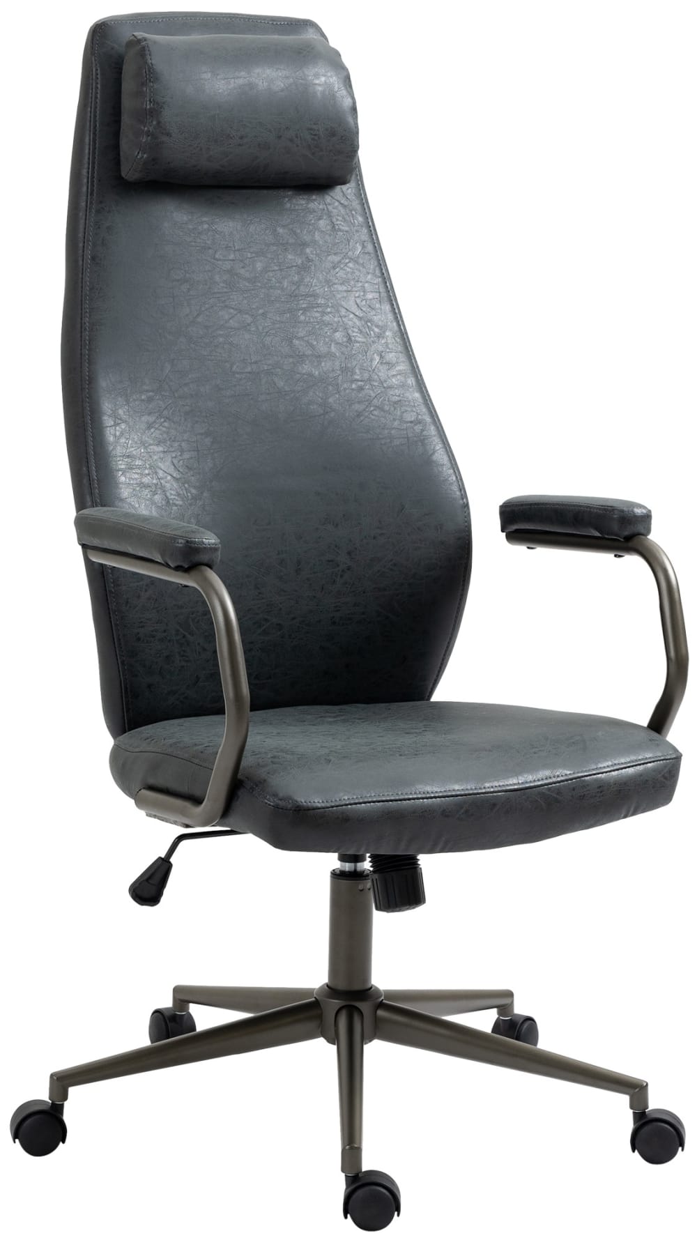 Silla de oficina giratorio ergonómico en simil cuero negro antiguo
