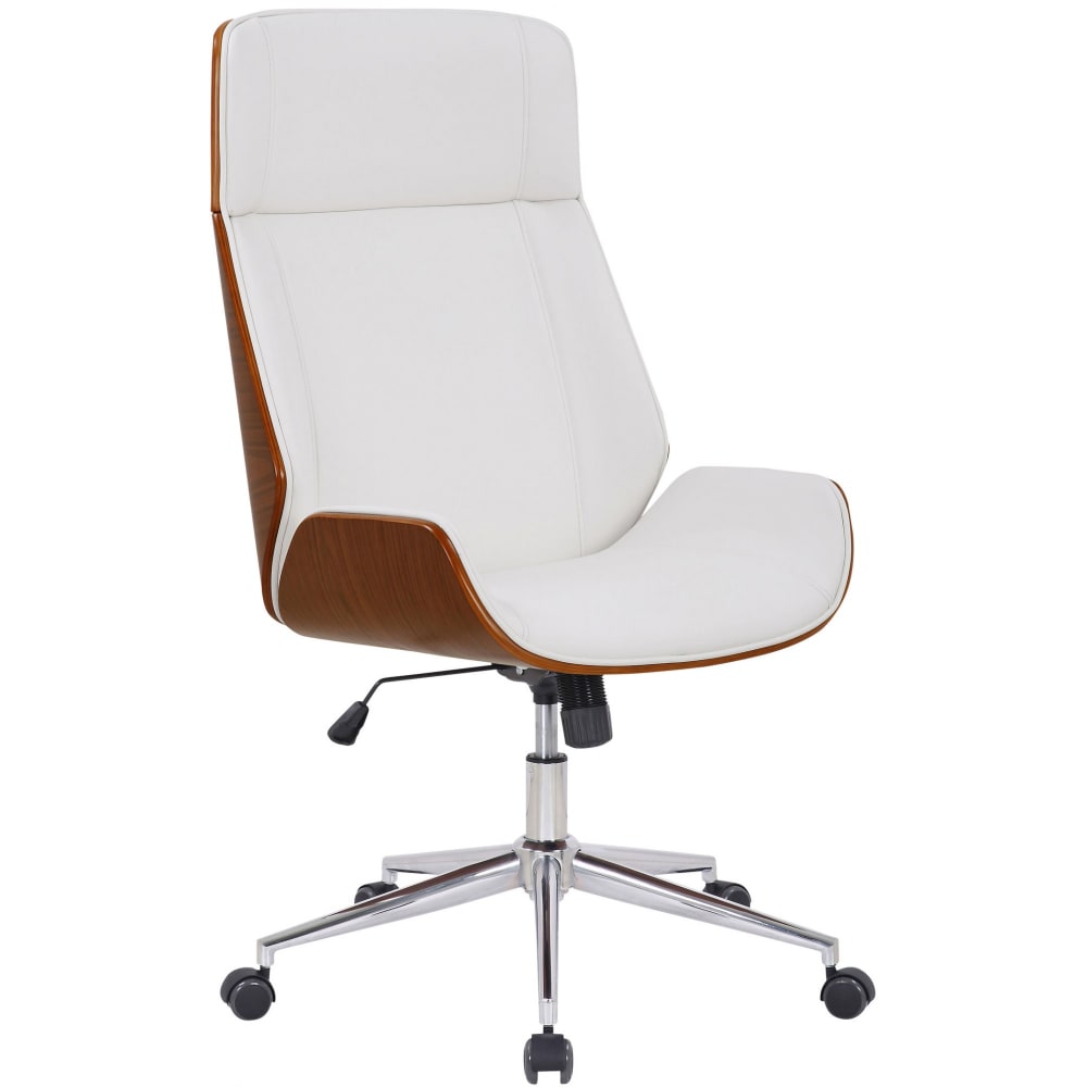 Silla de oficina giratoria regulable en simil cuero nogal/blanco - Maisons du Monde