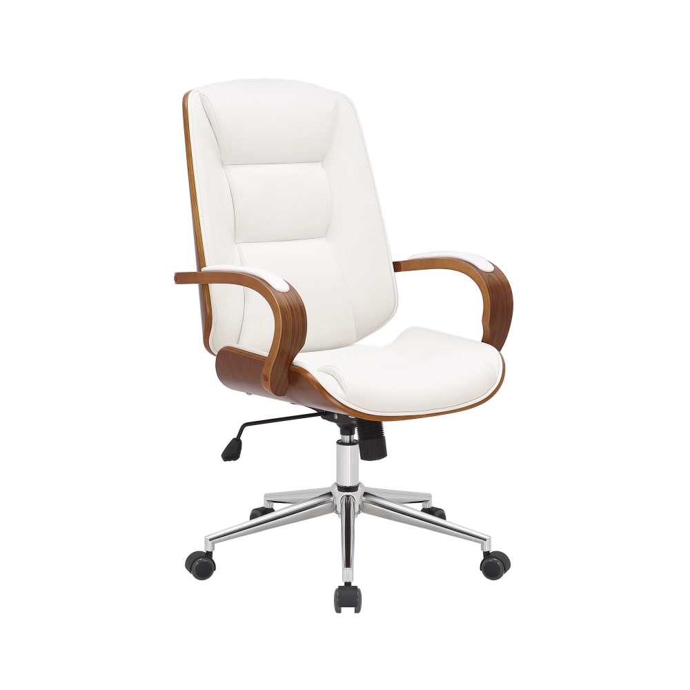 CLP Bürostuhl höhenvestellbar aus Kunstleder walnuss/weiß style modern - Pvc - Polyvinlychlorid