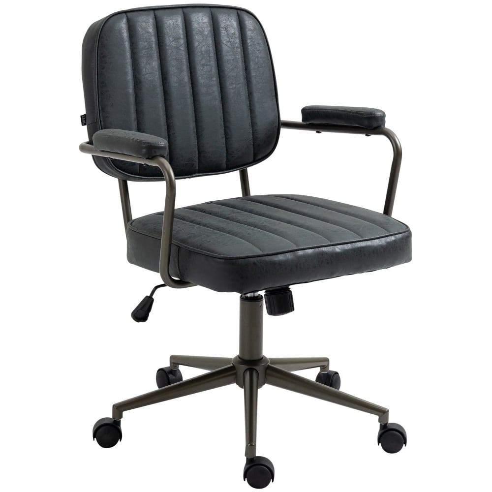 Silla de oficina giratoria regulable en simil cuero negro antiguo - Maisons du Monde