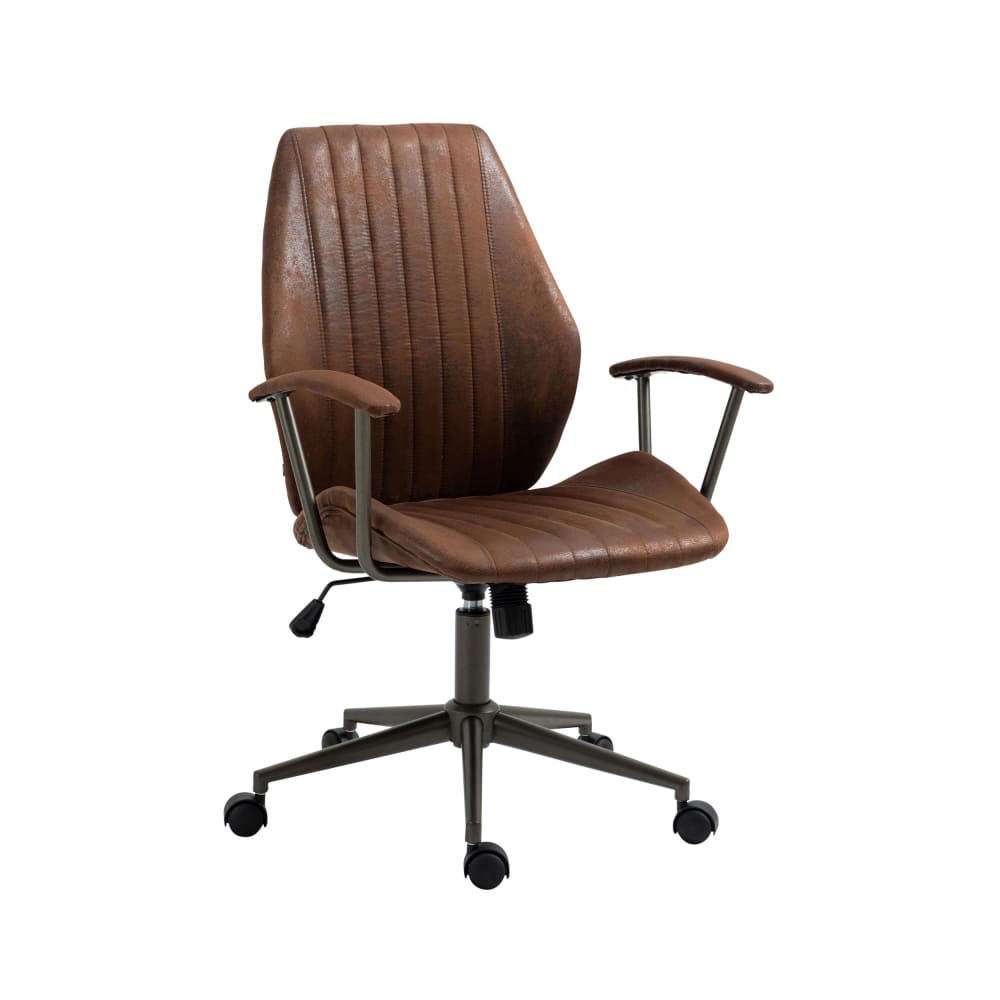 Silla de oficina giratoria regulable en Simil cuero Coñac