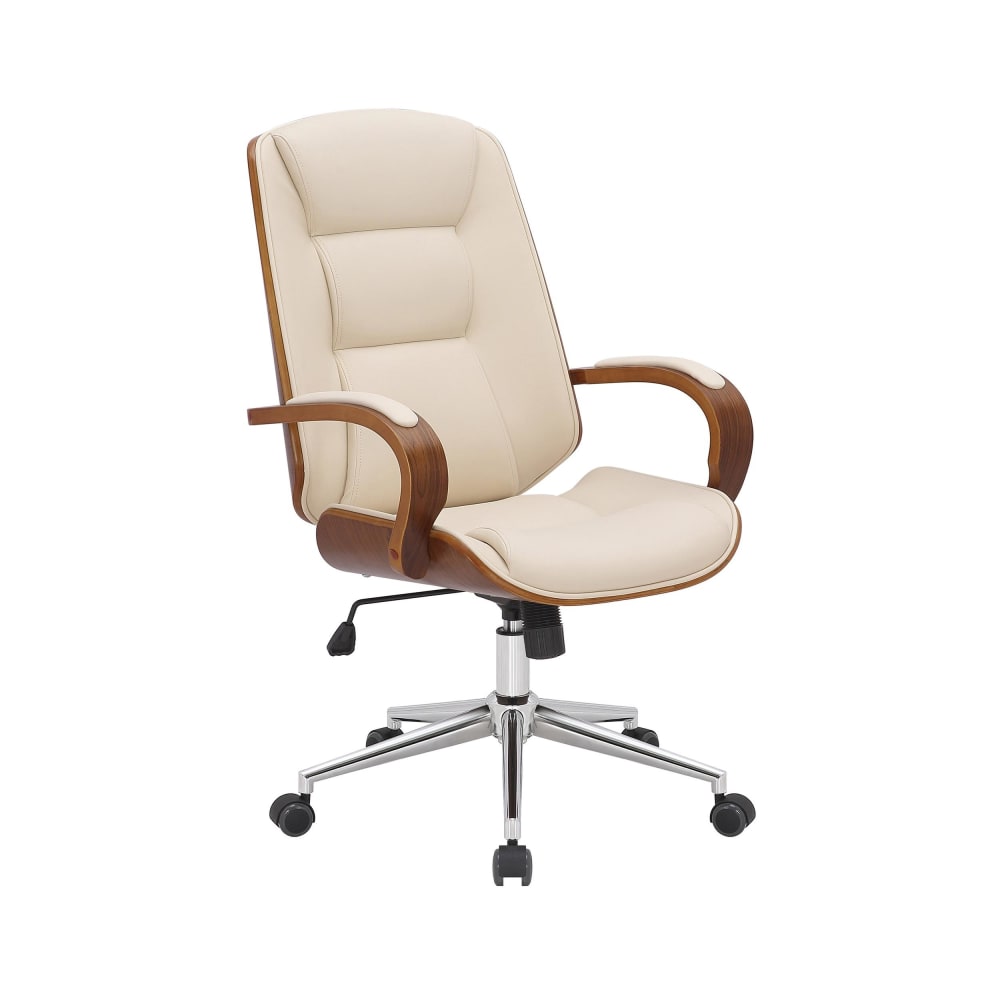 CLP Bürostuhl höhenvestellbar aus Kunstleder walnuss/creme style modern Beige Pvc - Polyvinlychlorid